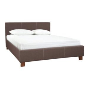 Luxury Furniture Home Fabric Upholstered Queen Size Bed Without Storage in Brown Colour