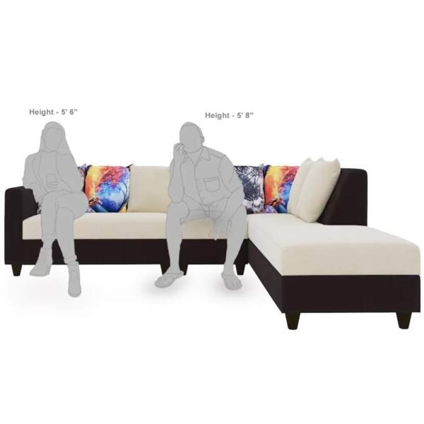 Luxury Furniture Home Fabric 3+ Launcher RHS L Shape Sofa Set (Cream-Brown) - Image 4