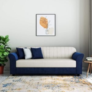 Luxury Furniture Home 3 Seater Fabric Sofa in White and Blue Color