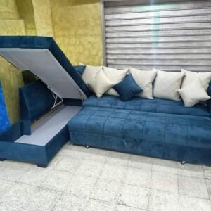 Luxury Furniture Home Upholstered 3+ Launcher Sofa Cum Bed With Dark Blue Color