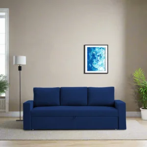 Pull Out 3 Seater Sofa cum Bed in Royal Blue Color