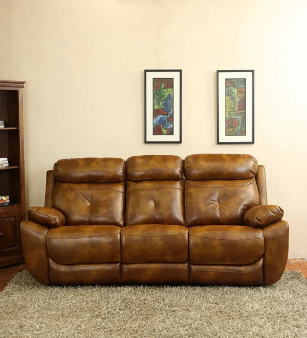 4 Square 3 Seater Motorized Recliner in Brown Color