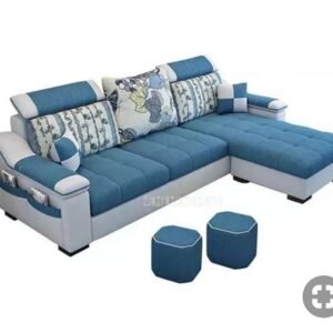 Luxury Furniture Home 2+ Launcher Sofa Set With Blue and White Color