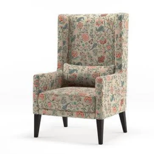 Luxury Furniture Home Flora high back floral print Wing Chair, Cream Color