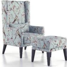 Luxury Furniture Home Flora high back floral print Wing Chair With Stool, white Shades