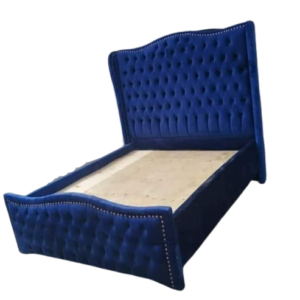 Luxury Furniture Home King Size Upholstered Bed Without Storage in Blue Finish