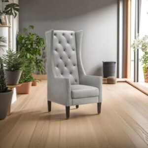 Luxury Furniture Home High Back Wing Chair in Grey Shade