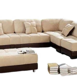 Luxury Furniture Home 3+3  Sofa Set With Center Table in Cream and Brown Color