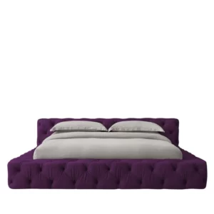 Luxury Furniture Home Exquisite King Size Upholstered Bed Without Storage in Purple Colour