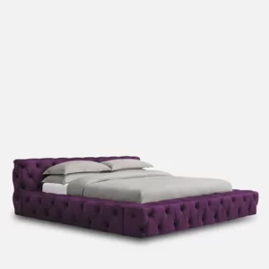 Luxury Furniture Home Exquisite King Size Upholstered Bed Without Storage in Purple Colour