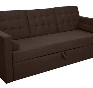 Luxury Furniture Home Parlier Pull Out 3 Seater Fabric Sofa Cum Bed In Chestnut Brown Color