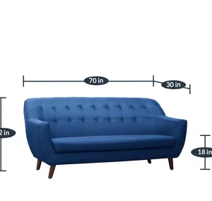 Luxury Furniture Home Saja Medo 3 Seater Sofa In Blue Colour