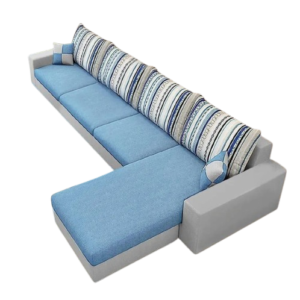 Luxury Furniture Home 3+ Launcher Sofa Set With Sky Blue and Grey Color