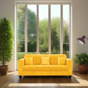 3 Seater Fabric Sofa Couch With Bold Yellow Color