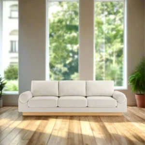 3 Seater Fabric Sofa Couch With Ivory Cream Colour