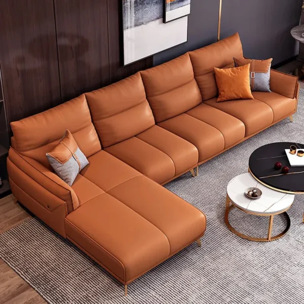 3+ Louncher Fabric  Sofa Set With Brown Color Shade