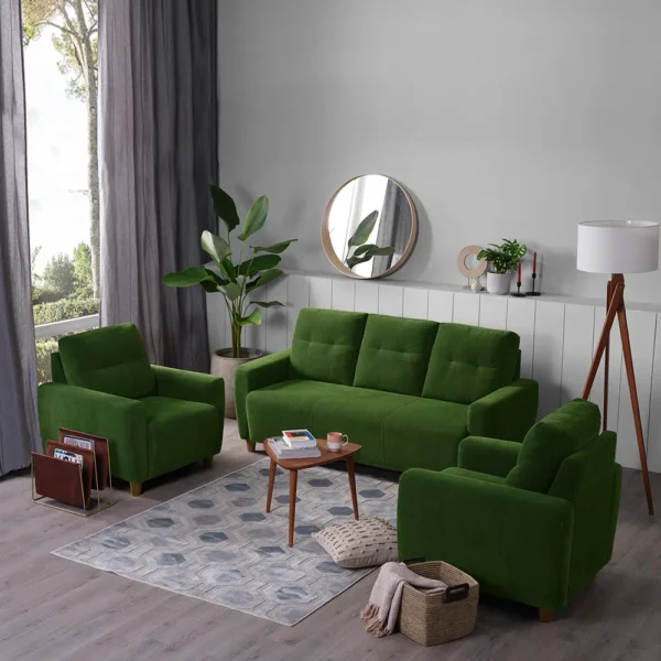 3+1+1 Seater Fabric Sofa Set in Avocado Green Color