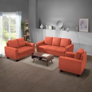 3+1+1 Seater Fabric Sofa Set in Ember Orange Color