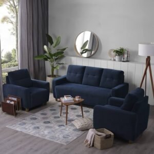 3+1+1 Seater Faric Sofa Set in Berry Blue Color