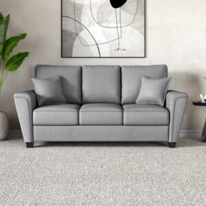 3 Seater Fabric Sofa Couch in Pebble Grey Color