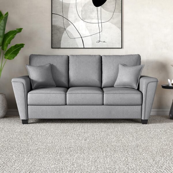 3 Seater Fabric Sofa Couch in Pebble Grey Color