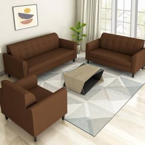 3+2+1  Seater Fabric Sofa Set In Coffee Brown Color