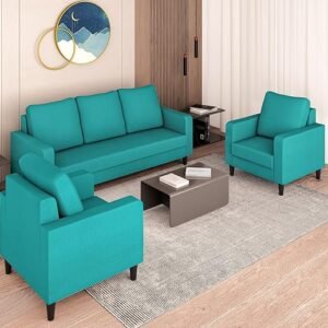 3+1+1 Seater Fabric Sofa Set In Aqua Blue Color