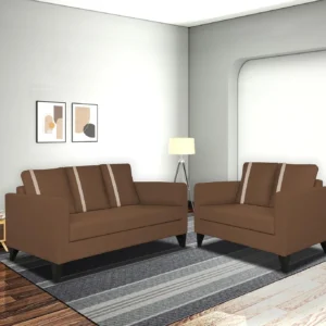 3+2 Seater Fabric Sofa Set in Brown Color