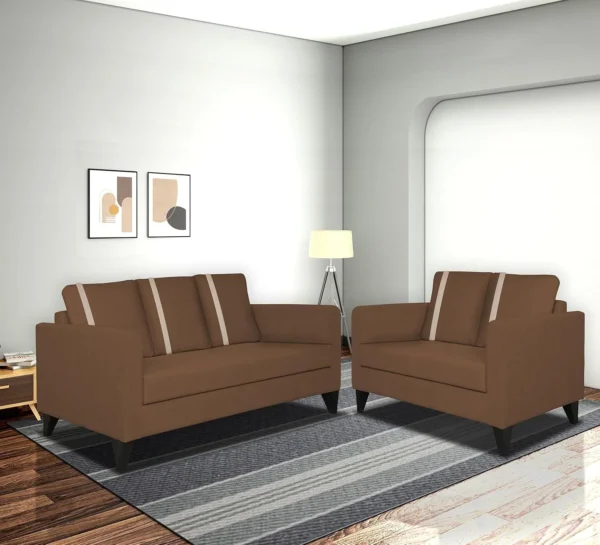 3+2 Seater Fabric Sofa Set in Brown Color