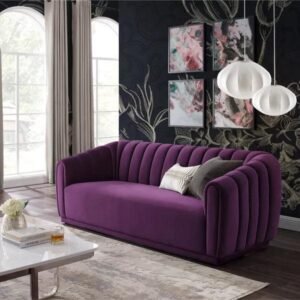 3 Seater Fabric Sofa Couch With Purple Color