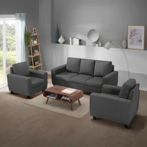 3+1+1 Seater Fabric Sofa Set in Woody Brown Colour