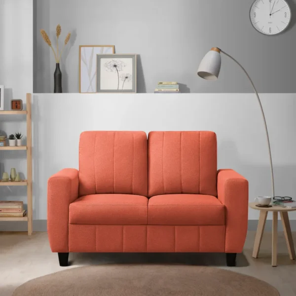 2 Seater Fabric Sofa Couch in Ember Orange Color